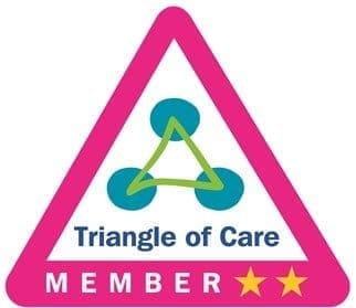 Triangle of Care logo with two stars